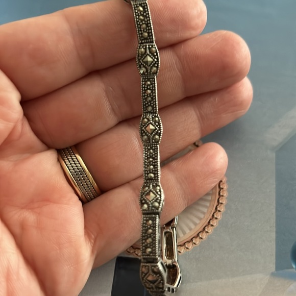 Marcasite Bracelet in 925 Sterling Silver Vintage - Picture 5 of 6